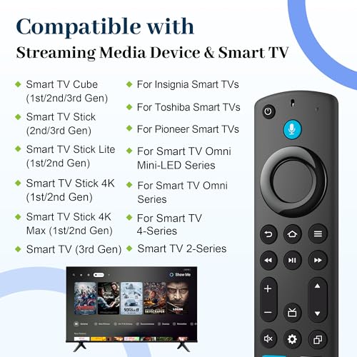 Image of Replacement Voice Remote for All Fire Series TV Cube (1st /2nd /3rd Gen), Fit for FireStick 4K Max /4K (1st /2nd Gen), Stick (2nd /3rd Gen) /Lite /HD, for All Insignia-Toshiba-Pioneer Smart TVs