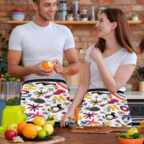 Tablier court de chef pour restaurant et bar avec motif oiseau ananas - 6