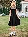 Arshiner Girls Dress Summer Ruffle Sleeve Mesh A Line Casual Party Dresses with Pockets 6-13 Years Black