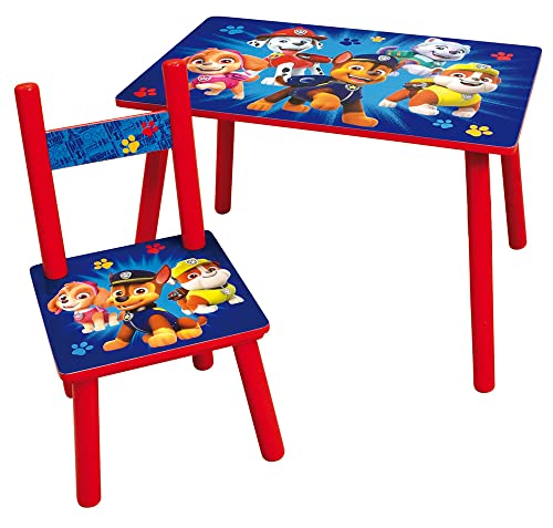 Fun House PAT'PATROUILLETable 713520 PAT'PATROUILLE Table H.41, L.61 42 cm avec Une Chaise H.49,5 x L.31 x P.31,5 cm pour Enfant