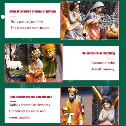 zalati Statue The Birth of Jesus on Manger Scene Resin Ornaments Decorations for Christmas Catholic Religious Garden Home Decoration - Image 3