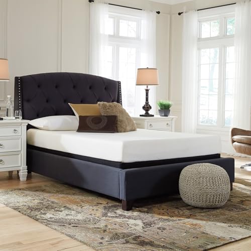 Signature Design by Ashley King Size Chime 8 Inch Medium Firm Gel Memory Foam Mattress with Green Tea & Charcoal Extract, Fiberglass Free, Mattress In A Box