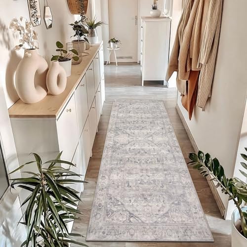 Homcomodar Vintage Runner Rugs for Hallway 70x180cm Distressed Area Rug Runner Non-Shedding Floor Carpet Runner Washable Hallway Rug for Kitchen Hallway Bathroom Bedroom - Image 2