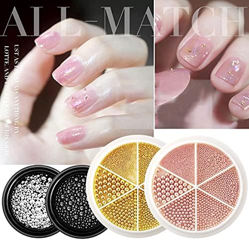 Nail Caviar Beads for Nail Art Gold Nail Studs Round Mini Nail Beads for Nail Art Round Pearls Bead Loose Beads Gem - (Color: B)