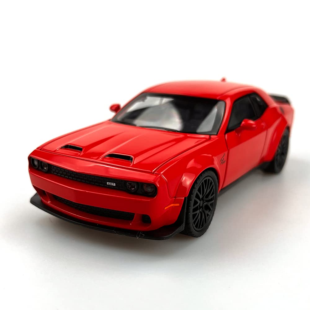 1:32 Diecast Model Cars Alloy Toy car for Doodge Challenger Alloy Toy Vehicle, Pull Back Alloy Car with Lights and Music,Mini Vehicles Toys for Adult Children Gift (Red)