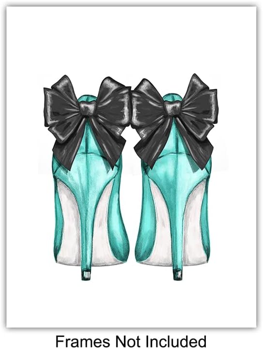 Blue Glam Wall Decor - Black African American Wall Decor - Designer Perfume, Shoes, Handbags - High Fashion Design Gift - Luxury Couture Art Poster Set for Women, Teens, Girls Bedroom