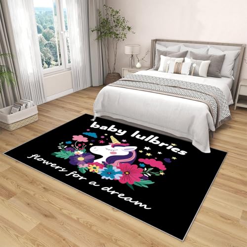 Tapis lavable en machine rose licorne avec dossier antidérapant - 4