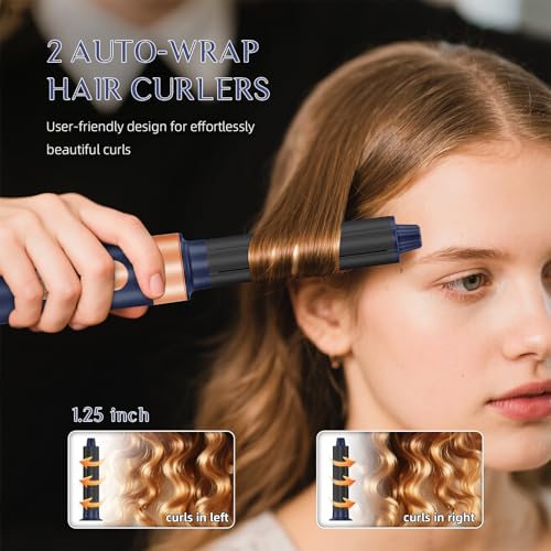 Image of DORISILK 8 in 1 Hair Styler & Hair Dryer Brush Blow Dryer, 110,000 RPM High-Speed Hot Brush Styler with Auto Wrap Curlers, Multi Ionic for Smoothing Straightening Curling Volumizing Fast Drying, Blue