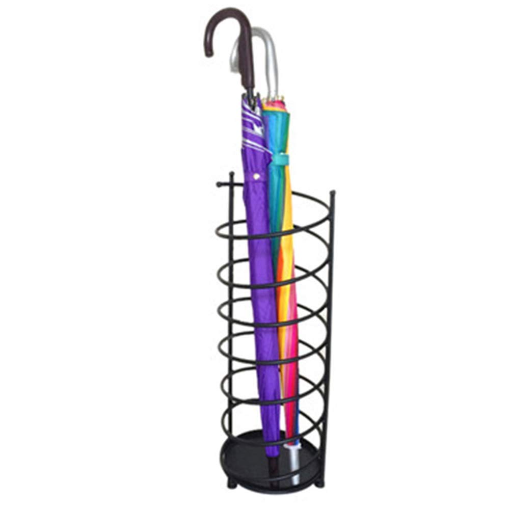 Porte-parapluie métallique avec bac récupérateur amovible et crochets pour pliables