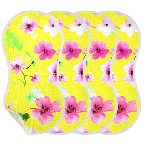 Watercolor Blossom Yellow Burp Cloths for Babies Burp Rag Cotton Spit Up Rag for Baby Newborns Girl3