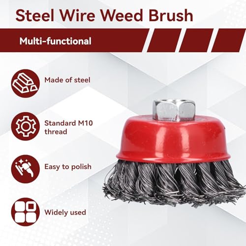 Image of 5PCS Steel Wire Wheels, Wire Cup Brush Twist Knot, M10 Screw Mounting Polishing Tool for Angle Grinder Rust Paint Removal