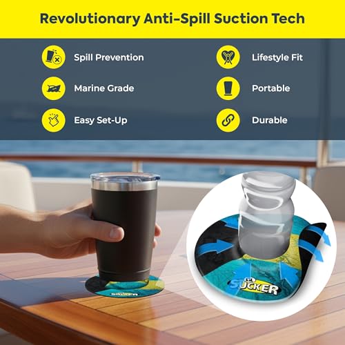Image of Lil Sucker Flag Suction Ring - Non-Tipping, Anti-Spill Can Drink Holder for Boats, Trucks, RVs, ATVs, Home & Outdoors - Secure Your Drinks and Prevent Spills With Non Slip Cup Coaster - Flag Pack of 2