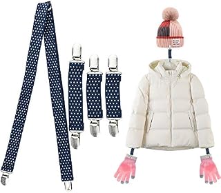 KLYNGTSK 4 PCS Stainless Steel Mitten Clips Stretchable Kids Mitten Clips Strong Glove Clips Kids Pink Elastic Mitten Clips for School, Playing in the Snow, Cold Winter Days