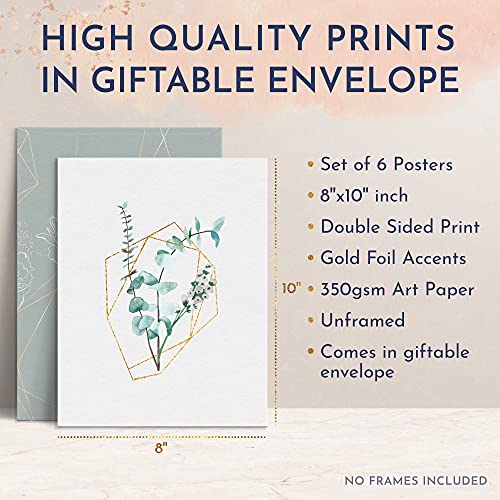 Ryve Botanical Wall Art - Set Of 6 Botanical Prints - Art Prints, Plant Wall Decor, Eucalyptus Wall Decor, Plant Wall Art Prints, Green Wall Art Decor, Plant Prints, Leaf Wall Art (8X10 - Unframed) #TOP1