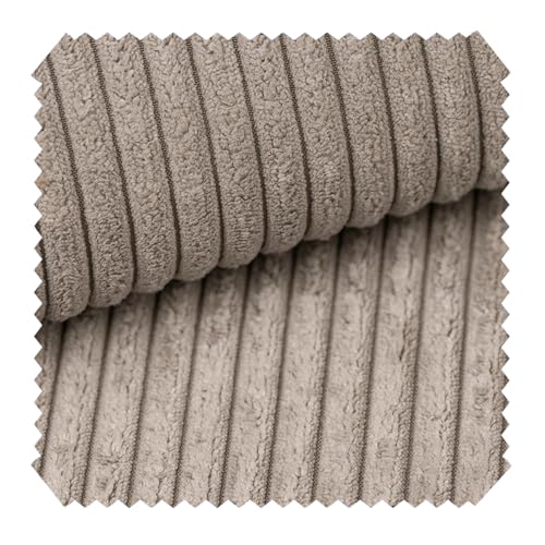 novely® PORTO - Polsterstoff in Breitcord-Optik - Ultraweicher Möbelstoff - Pflegeleichte Meterware 1 lfm | Farbe: 02 Dunkelbeige Taupe