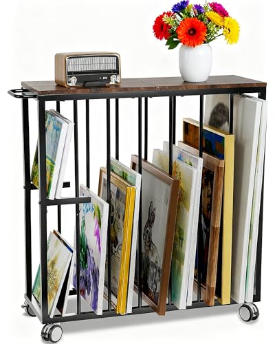 Art Storage Rack, Drying Painting Canvas Rack with Wheels, Rolling Art Print Display Rack with Handle, Art Storage Display Stands for Classroom, Art Studios and Schools
