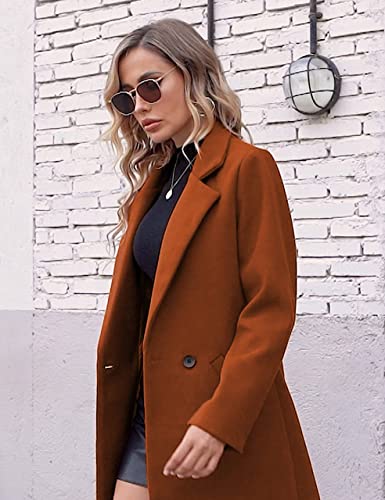 Hooever Women's Winter Wool Coat Casual Notch Lapel Single-Breasted Peacoat(aramel-XS) - Thumbnail 5