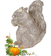 iStatue Fall Decorations Squirrel Eating Nut Statue, 9’’ Resin Full Color Woodland Figurine with ...