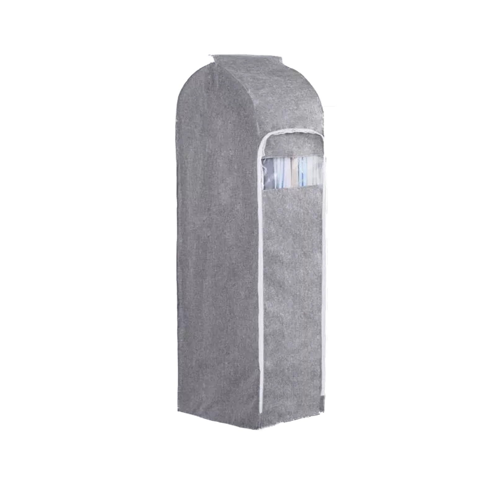 Funda Ropa Armario, Funda Ropa con Cremallera de 270°, con Base Cerrada, Material de Algodón y Lino con Encaje, Ventana Transparente(Gray)