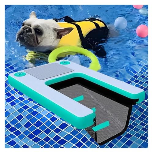 犬用プールスロープ 小型犬用空気入り階段、携帯用フローティング埠頭、水中カウンタウェイトネット付き/ 4個のDリング/ 3個の3 D階段、PVC滑り止め犬用フローティングボード、プール/リゾート/埠頭/船に適用(Green,Piece of 3)