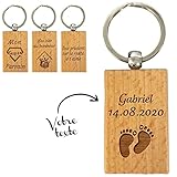 🦾 MATIERE : Matière du porte-clés : Bois de hêtre et Acier inoxydable