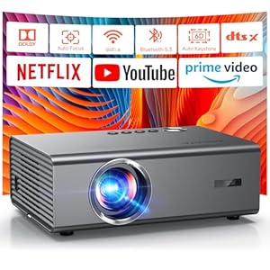 4K Projector with Built-in Apps, 1500ANSI Auto Focus&6D Keystone Dolby Audio Kogata Smart Projector with WiFi 6 Bluetooth Outdoor Movie Proyector for Home Theater HDR10+ UPGRADE