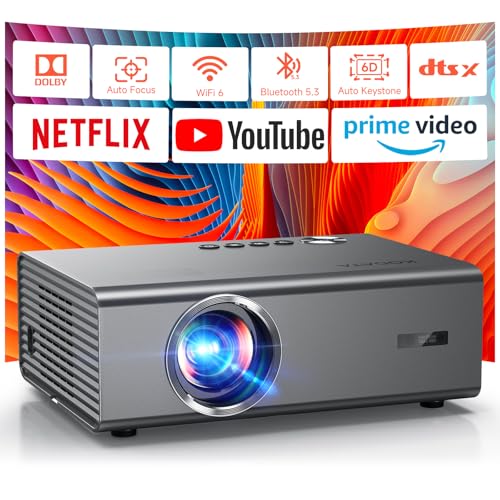 4K Projector with Netflix& Dolby Audio, 1200ANSI Auto Focus&6D Keystone Kogata Smart Projector with...