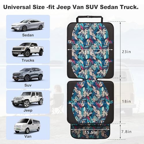 Image of Car Seat Protector for Child Car Seat, 2 Pack Baby Car Seat Covers with Mesh Pockets & Non-Slip Backing 600D Durable Seat Protector Under Baby Car Seat for Car Back Seat (Colorful Leaves, Large)