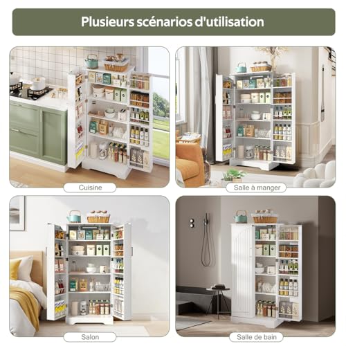 Meuble de rangement blanc à 2 portes et étagères réglables - 8