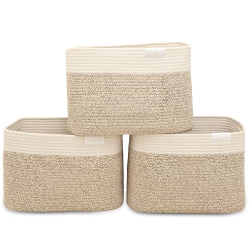 Craft Core Cotton Rope Storage Basket | Woven Rope Basket for Laundry, Toys, Blankets, Books | Bins for Organizing Living Room, Nursery | 3-Pack | 15
