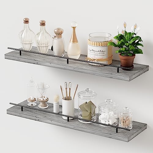 iiidol Wood Floating Shelves Set of 2, Rustic Shelves