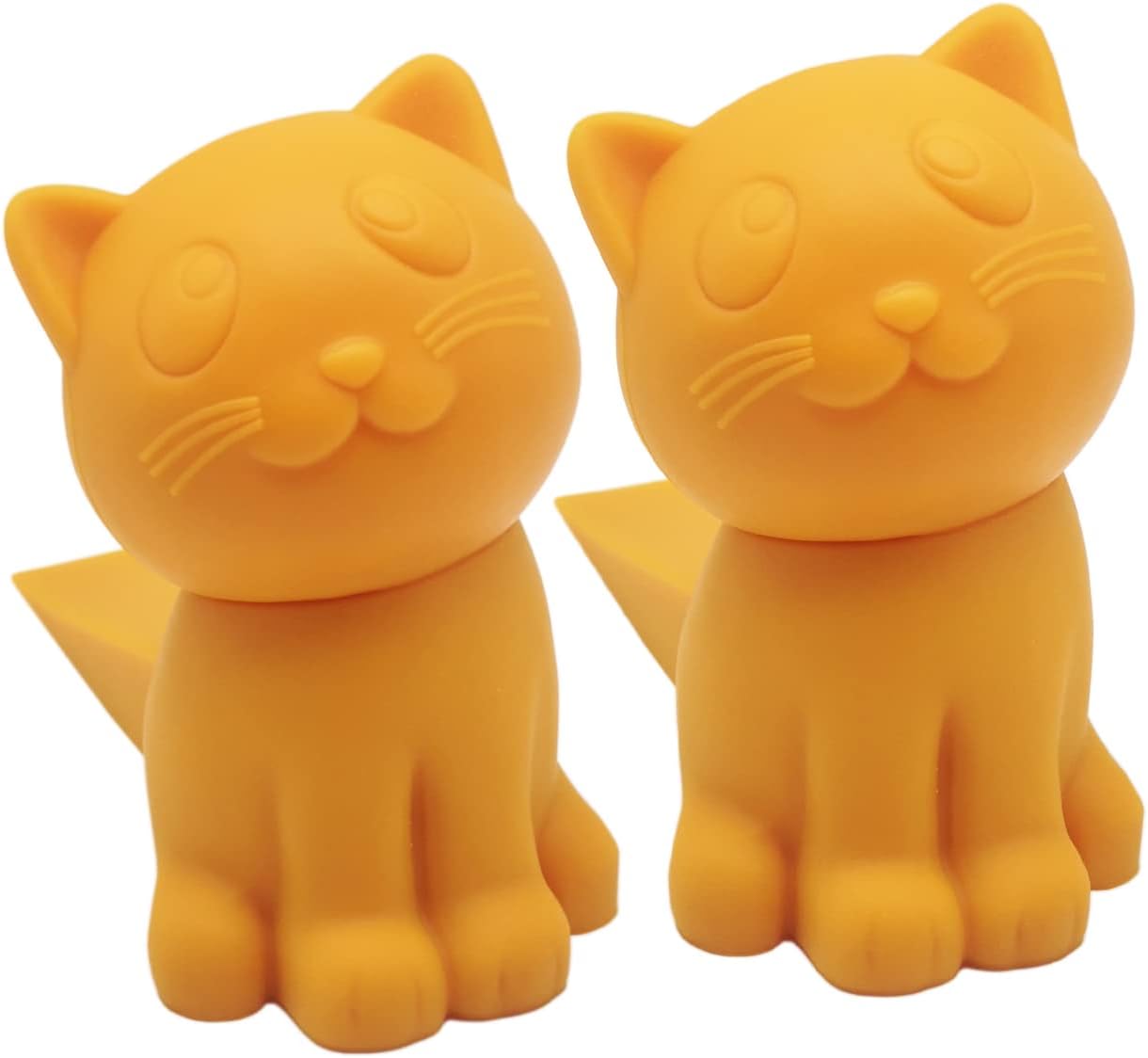 WONIU 2pcs Silicone Orange Cute Animal Cat Door Stoppers