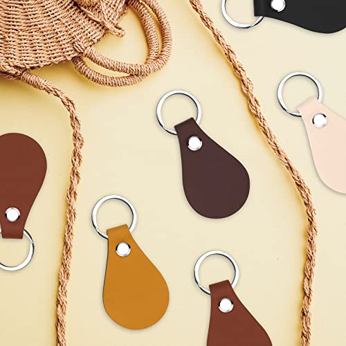 20 Pack Leather Key Fob Kit Pu Leather Keychain Blanks With Key Rings And Rivets Key Chain Blanks For Diy Craft Laser Engraving Keychain Making Leather Working (5 Colors) #TOP4