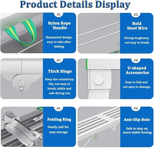 Plataforma Plegable Ajustable con trampilla, Capacidad de Carga de 400 kg, andamio portátil, Taburete Ajustable en Altura con Base Antideslizante para tareas de Bricolaje, Mantenimiento y li