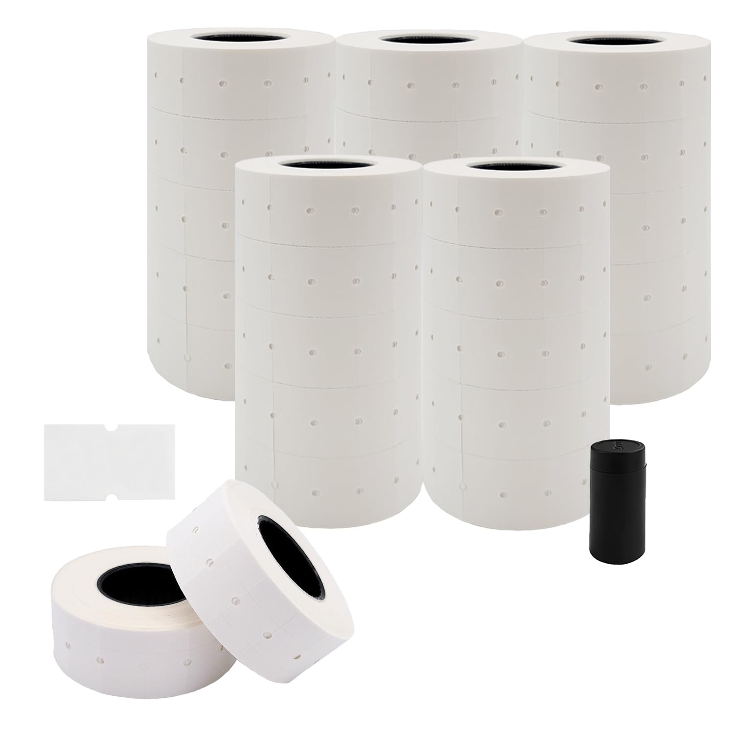 Motex 1 Line Labels - 25,000 White Blank Price and Date Gun Labels with 1 Ink Roll, Fits MX-5500 and Perco 1 Line Price and Date Guns