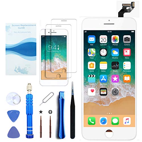 for iPhone 6S Plus Screen Replacement White 5.5 Inch LCD Display with 3D Touch Screen Digitizer Frame Full Assembly Include Reliable Free Repair Tools Kit+Instruction+Screen Protector