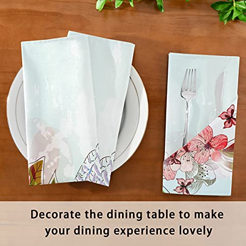 Mnsruu Cloth Napkins Set Of 6, Bird Butterfly Floral Polyester Kitchen Dinner Napkins For Holiday Festive New Years Wedding Decor #TOP5