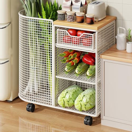 Estante de cocina de 50 cm diseño semicircular blanco con cajones duraderos 2