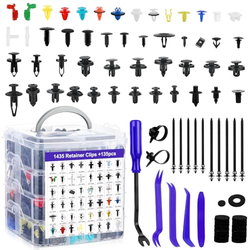 1570pcs Car Push Retainer Clips Kit Automotive Push Pins Body Clips Plastic Fasteners Kit Fender Clips 48 Most Popular Sizes Nylon Automotive Fasteners Kit for Toyota GM Ford Honda,Blue