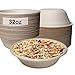[25 Pack] 32 oz Round Disposable Compostable Paper Bowls Heavy-Duty, Eco-Friendly Natural Bagasse Unbleached, Heat Resistant, 100% Biodegradable Salad Bowls Alternative to Plastic
