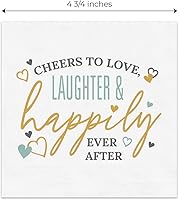 Vista 5 de Servilletas de bebidas Cheers To Love Laughter Happily Ever After / 48 servilletas modernas sin acuñar / 4 3/4 pulgadas x 4 3/4 pulgadas servilletas