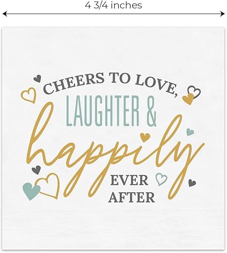 Miniatura 5 de Servilletas de bebidas Cheers To Love Laughter Happily Ever After  48 servilletas modernas sin acuñar  4 34 pulgadas x 4 34 pulgadas servilletas de
