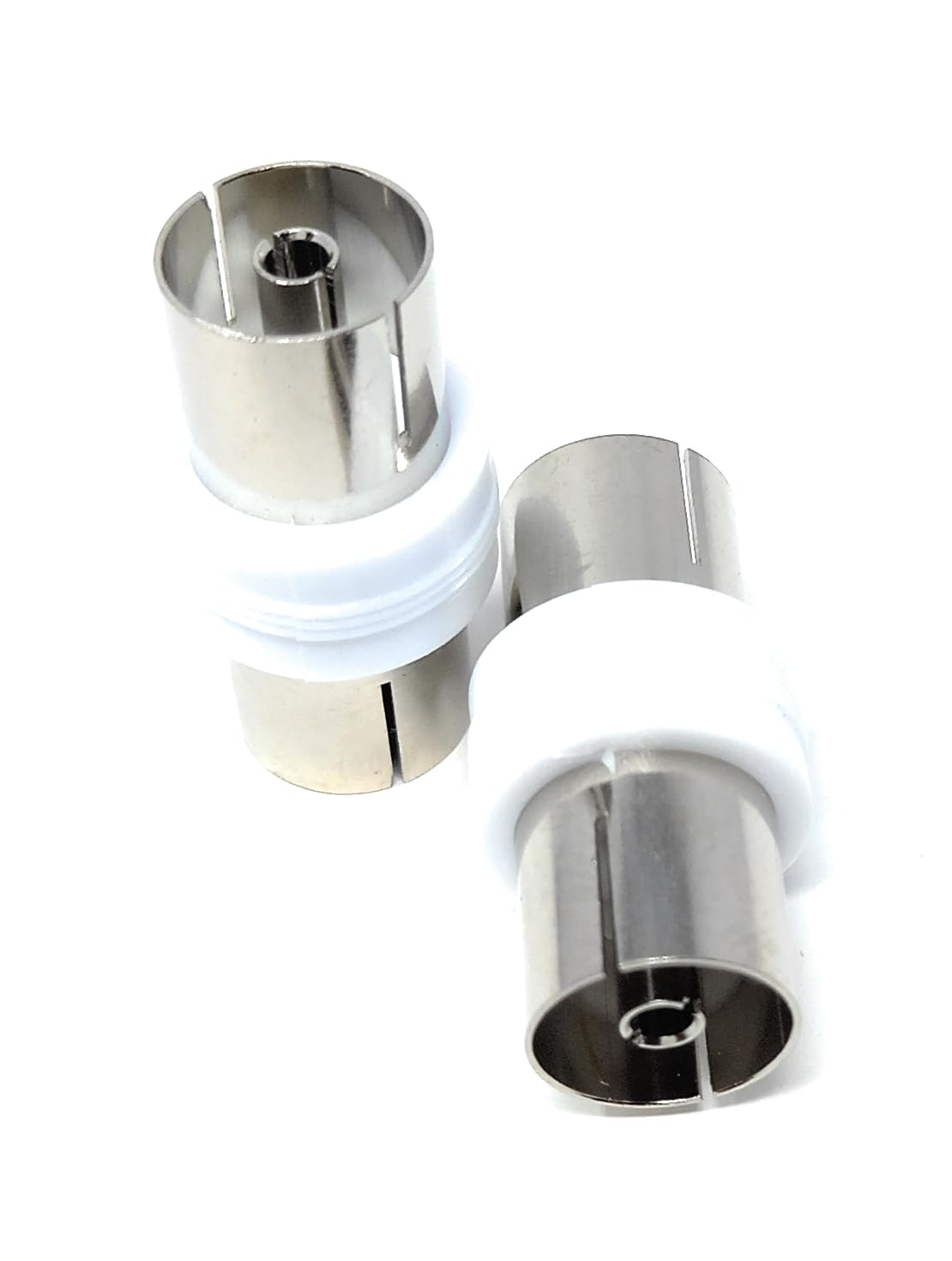 DRUT 2pcs. TV Aerial RF Lead Coupler Female to Female Socket Coaxial Connector, Coaxial Cable Adapter, Gender Changer (White Nickel) - Image 4