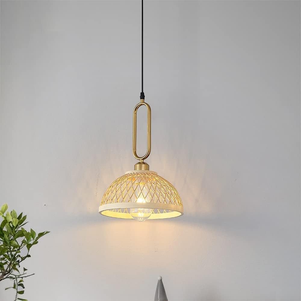 ペンダントライト器具、日本製竹編みシャンデリア E27 1ライト メタルペンダントランプ モダン キッチン アイランド ダイニング