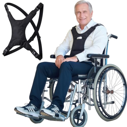 Image of Wheelchair Seatbelt for Adults,Chest Harness Safety Strap,Adjustable Anti-Slip Restraint Vest for Dementia Patients,The Elderly,Pregnant,Paralyzed(Black)