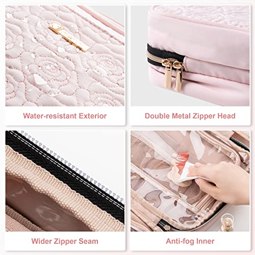 Everfun Hanging Travel Toiletry Bag For Women Large Makeup Cosmetic Organizer Bag With 4 Compartments Water-Resistant Bathroom Carry-On Dopp Kit For Full Size Travel Accessories #TOP4