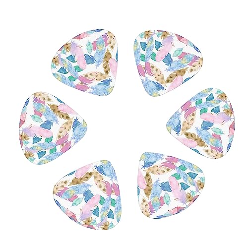 Lot de 12 médiators tendance et durables en forme de plume aquarelle pour guitare électrique et basse - Les Beatles, Paul McCartney, John Lennon, RIngo Starr, George Harrison Lot de 12 médiators tendance et durables en forme de plume aquarelle pour guitare électrique et basse – Image 3