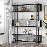 TRIBESIGNS WAY TO ORIGIN Wide 5-Tier Bookshelf, Rustic Industrial Style Bookcases and Book Shelves,...
