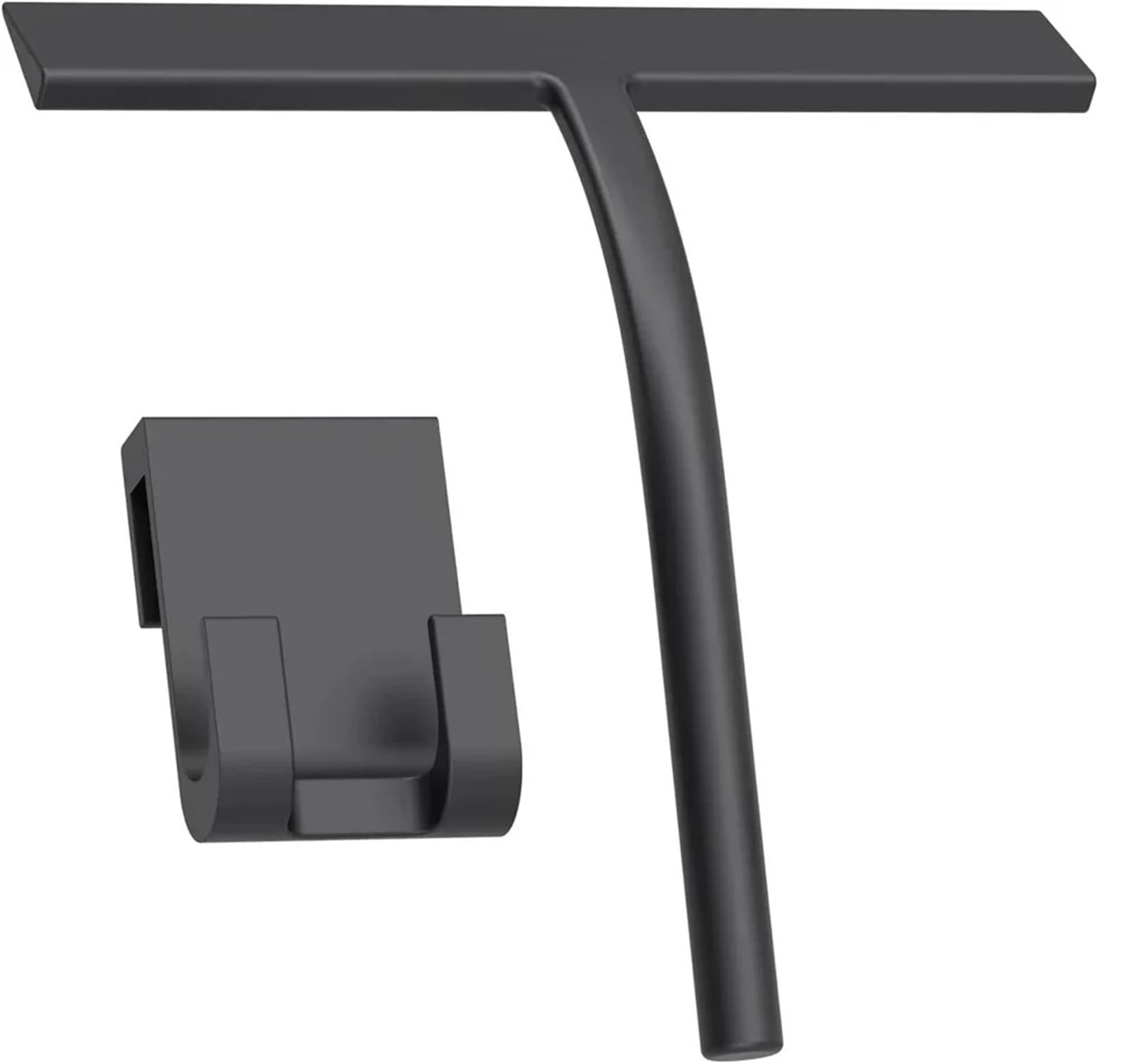 Duschabzieher Silikon-Rakel, streifenfreie Reinigung, Duschabzieher for Glas, Badezimmer, Duschtüren, Spiegel, Fliesen, Autofenster(Black with Holder)