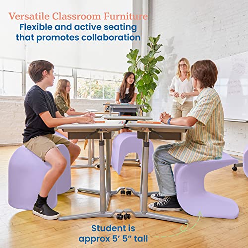 Image of ECR4Kids Wave Seat Perch Stool, 18in - 19.6in Seat Height, Flexible Seating, Light Purple